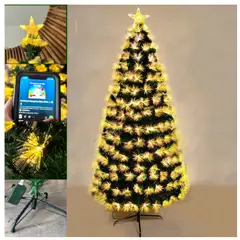 ORQUIDEA - ARBOL FIBRA OPTICA LUZ BLANCA CALIDO BLUETOOTH 120 CM