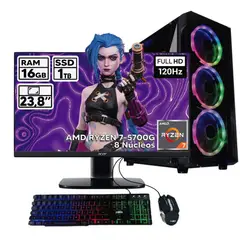 POWER GROUP - PC AMD RYZEN 7 16GB RAM 1TB HDD MONITOR 24" RGB GAMING PACK