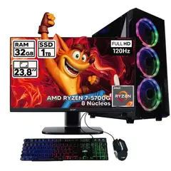 POWER GROUP - PC AMD RYZEN 7 32GB RAM 1TB HDD MONITOR 24" RGB GAMING PACK
