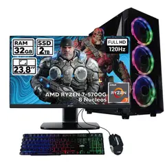 POWER GROUP - PC AMD RYZEN 7 32GB RAM 2TB HDD MONITOR 24" RGB GAMING PACK