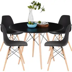 GENERICO - Comedor Redondo + 4 Sillas Color Negro
