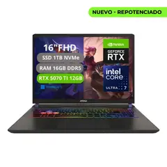 MSI - PORTATIL VECTOR 16 HX AI INTEL CORE ULTRA 7 255HX RAM 16GB SSD 1TB RTX 5070Ti 12GB