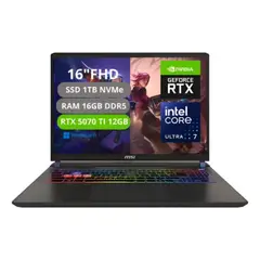 MSI - PORTATIL VECTOR 16 HX AI INTEL CORE ULTRA 7 255HX RAM 16GB SSD 1TB RTX 5070Ti 12GB