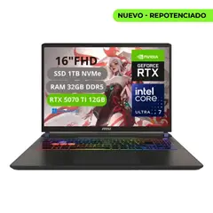 MSI - PORTATIL VECTOR 16 HX AI INTEL CORE ULTRA 7 255HX RAM 32GB SSD 1TB RTX 5070Ti 12GB