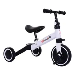 KIDSHOP - Triciclo Bicicleta 3 En 1 Con Ruedas Plegables 6030 Blanco