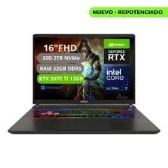 MSI - PORTATIL VECTOR 16 HX AI INTEL CORE ULTRA 7 255HX RAM 32GB SSD 2TB RTX 5070Ti 12GB