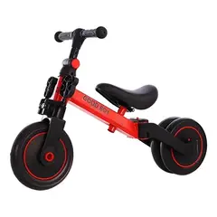 KIDSHOP - Triciclo Bicicleta 3 En 1 Con Ruedas Plegables 6030 Rojo