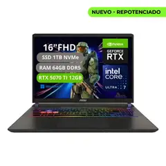 MSI - PORTATIL VECTOR 16 HX AI INTEL CORE ULTRA 7 255HX RAM 64GB SSD 1TB RTX 5070Ti 12GB