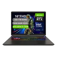 MSI - PORTATIL VECTOR 16 HX AI INTEL CORE ULTRA 7 255HX RAM 64GB SSD 1TB RTX 5070Ti 12GB