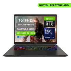 MSI - PORTATIL VECTOR 16 HX AI INTEL CORE ULTRA 7 255HX RAM 96GB SSD 1TB RTX 5070Ti 12GB