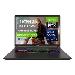 MSI - PORTATIL VECTOR 16 HX AI INTEL CORE ULTRA 7 255HX RAM 96GB SSD 1TB RTX 5070Ti 12GB