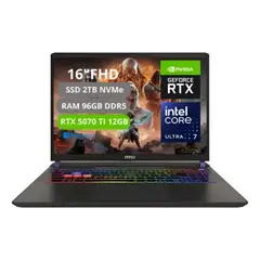 MSI - PORTATIL VECTOR 16 HX AI INTEL CORE ULTRA 7 255HX RAM 96GB SSD 2TB RTX 5070Ti 12GB