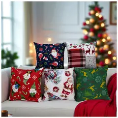 HOGARETO - Set x 5 Cojines Navideños Decorativos