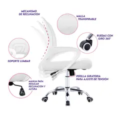 DIMATEX LEON - Silla Oficina Escritorio Ergonómica Giratoria Refbrunei Blanco Puro Bruniei