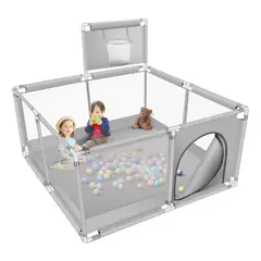 GENERICO - Corral De Juegos Bebé En Lona Con Cancha De Encestar