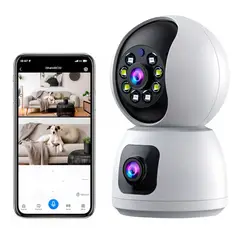 GENERICO - Camara Ip Wifi Doble Lente 360 Interior Sirenas Alarma R11-20C
