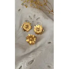 GENERICO - Set aretes y anillo en bronce con baño de oro de 24kt - Néctar de Hera