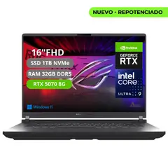 ASUS - PORTATIL ROG STRIX G16 INTEL CORE ULTRA 9 275HX RAM 32GB SSD 1TB RTX 5070 8G