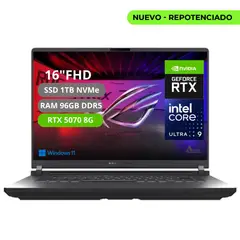 ASUS - PORTATIL ROG STRIX G16 INTEL CORE ULTRA 9 275HX RAM 96GB SSD 1TB RTX 5070 8G