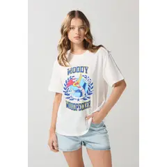 KOAJ - Camiseta del Pájaro Loco crema clara manga corta Mujer