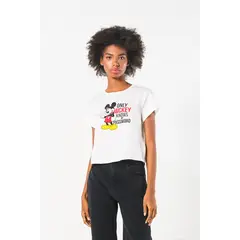 KOAJ - Camiseta crema clara con arte de Mickey y cuello redond Mujer