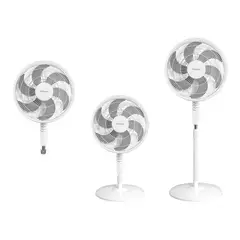 TEZZIO - Ventilador 3 en 1 16” Blanco– Pared, Mesa y Pedestal, 6 Aspas, Oscilación