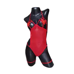 GENERICO - Body Lenceria Erotica Talla Unica Tanga Hilo Rojo Ligas