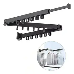 GENERICO - Tendedero Ropa Retractil Plegable 3 Brazos Gancho Extensible