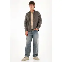 TENNIS - Camisa en dril con teñido vintage para hombre
