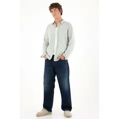 TENNIS - Camisa manga larga clásica verde para hombre