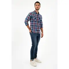 TENNIS - Camisa tipo leñadora azul para hombre
