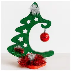 GENERICO - Árbol Decorativo en Osb con Estrellas y Esfera Roja