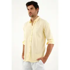 TENNIS - Camisa amarilla manga larga para hombre