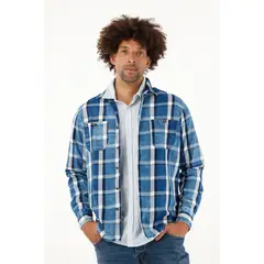 TENNIS - Camisa azul tipo leñadora para hombre