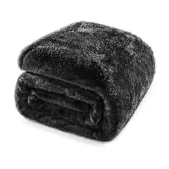 SIRENITAS - Cobija térmica sherpa 2.40x2m Cama Doble o 2 plazas Gris Oscuro