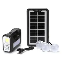 GENERICO - Kit de Iluminación Solar Portátil con 3 Bombillos LED y Panel Solar