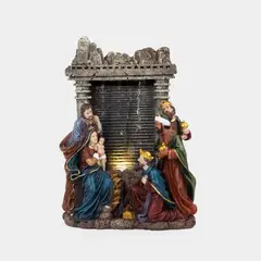 GENERICO - Pesebre Navideña Nacimiento Niño Jesús con Luz 29x22 cm