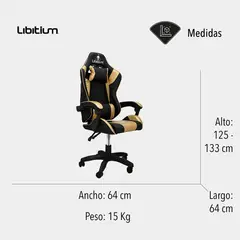 LIBITIUM - Silla de Oficina Gamer Ergonómica Dorada Reclinable