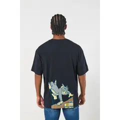 KOAJ - Camiseta azul oversize manga corta de Tom y Jerry Hombre