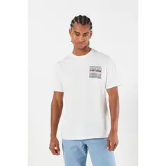 KOAJ - Camiseta unicolor estampada con cuello redondo Hombre