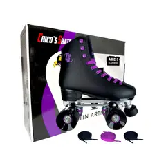 CHICOS - Patines 4 Ruedas Artisticos Roller Skate Aluminio Morados 35
