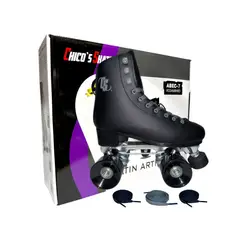 CHICOS - Patines 4 Ruedas Artisticos Roller Skate Aluminio Negros 36