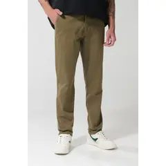 KOAJ - Pantalón slim unicolor en dril con bolsillos y tiro med Hombre
