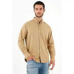 TENNIS - Camisa manga larga café para hombre