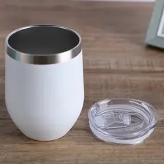 OTRAS MARCAS - MUG HUEVO BLANCO - TAZA COCTEL ACERO CON TAPA