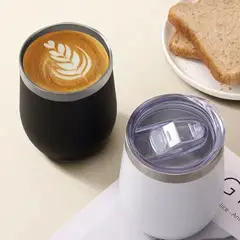 OTRAS MARCAS - MUG HUEVO NEGRO - TAZA COCTEL ACERO CON TAPA