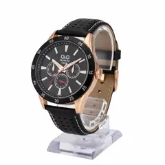 Q&Q - Reloj de hombre Q&Q, casual , multicalendario, Negro y oro rosa, CE02J532Y