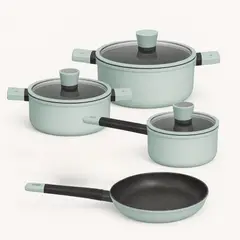 KITCHENWARE - Batería 7 Piezas Soho Mint En aluminio Forjado –