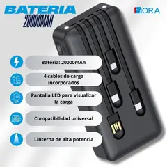1HORA - Batería Portátil 20000mAh GAR159 - Negra