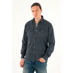 TENNIS - Camisa azul manga larga para hombre